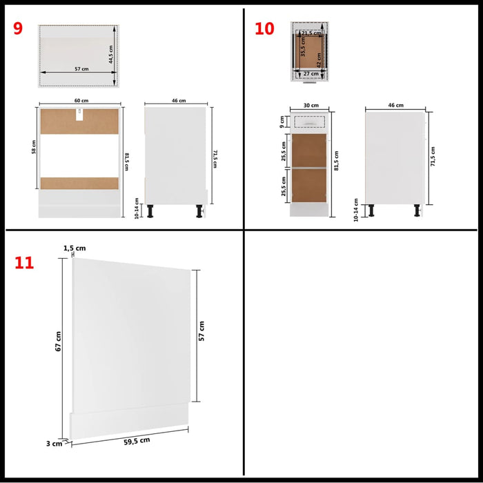 Set dulapuri de bucătărie, Lyon, 11 piese, alb, PAL - WALTI WALTI