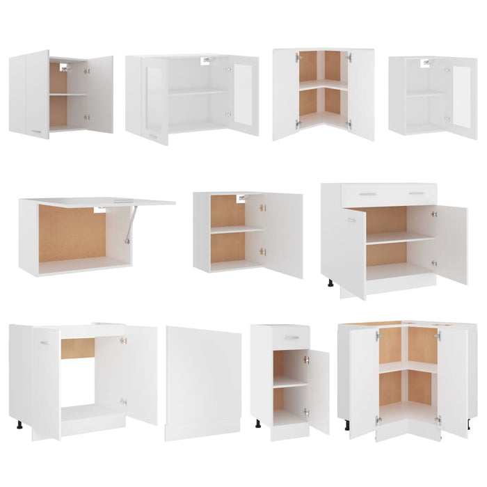 Set dulapuri de bucătărie, Lyon, 11 piese, alb, PAL - WALTI WALTI