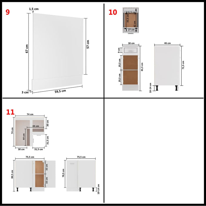 Set dulapuri de bucătărie, Lyon, 11 piese, alb, PAL - WALTI WALTI