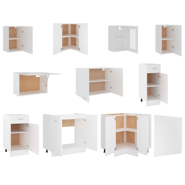 Set dulapuri de bucătărie, Lyon, 11 piese, alb, PAL - WALTI WALTI