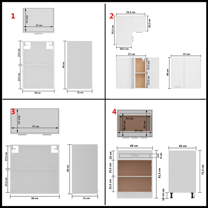 Set dulapuri de bucătărie, Lyon, 11 piese, alb, PAL - WALTI WALTI