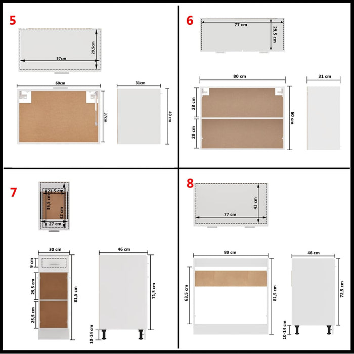 Set dulapuri de bucătărie, Lyon, 11 piese, alb, PAL - WALTI WALTI