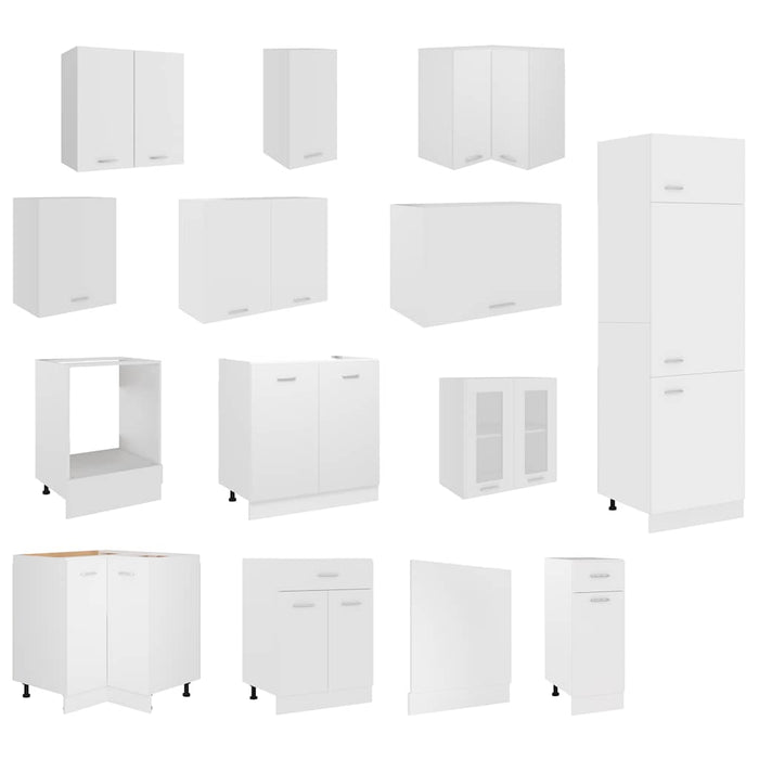 Set dulapuri de bucătărie, Lyon, 14 piese, alb, PAL - WALTI WALTI