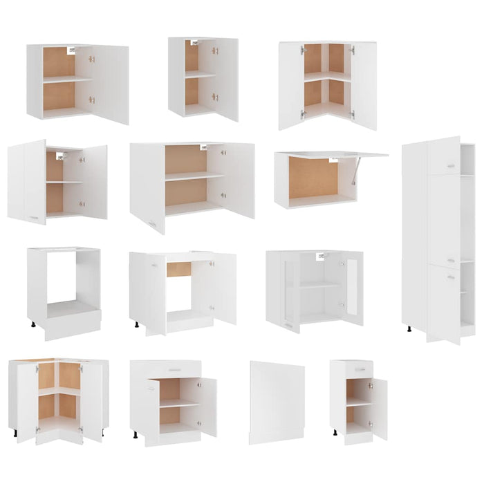 Set dulapuri de bucătărie, Lyon, 14 piese, alb, PAL - WALTI WALTI