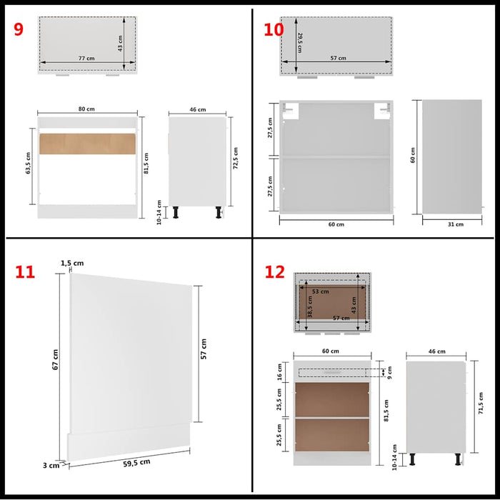 Set dulapuri de bucătărie, Lyon, 14 piese, alb, PAL - WALTI WALTI