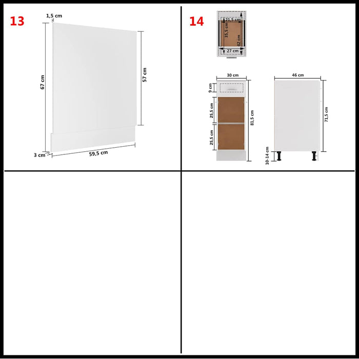 Set dulapuri de bucătărie, Lyon, 14 piese, alb, PAL - WALTI WALTI
