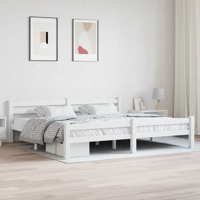 Cadru de pat, alb, 200x200 cm, lemn masiv de pin WALTI
