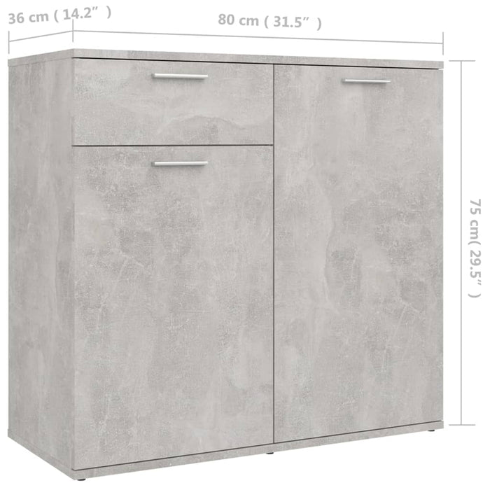 Servantă, gri beton, 80x36x75 cm, PAL - WALTI WALTI