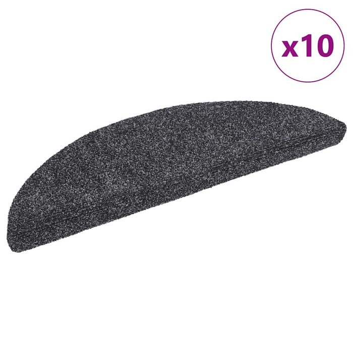 Covorașe pentru scări autoadezive, 10 buc., 56x17x3 cm, gri închis, semirotunde WALTI