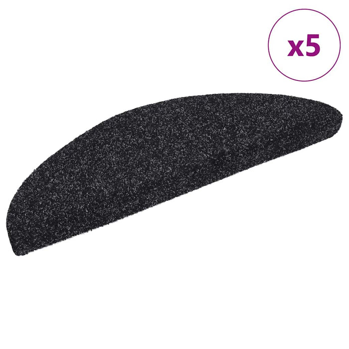 Covorașe autoadezive pentru scări, 5 buc., 56x17x3 cm, negre, semirotunde WALTI