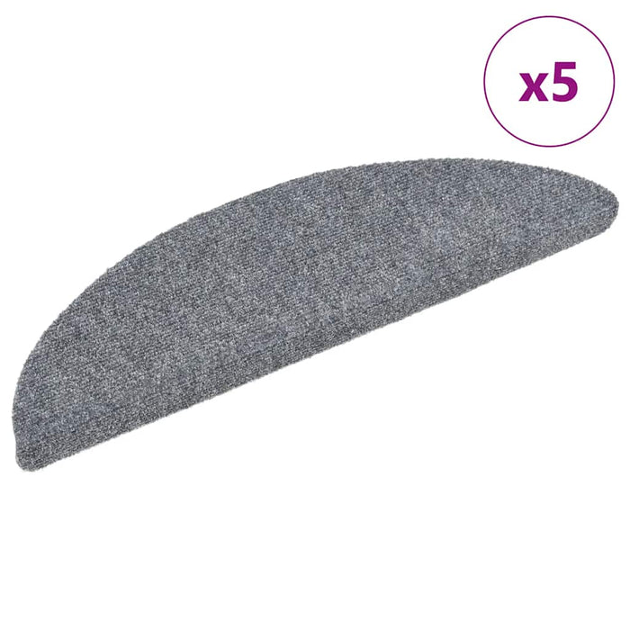 Covorașe pentru scări autoadezive, 5 buc., 56x17x3 cm, gri deschis, semirotunde WALTI