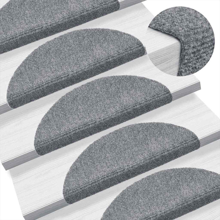Covorașe pentru scări autoadezive, 5 buc., 56x17x3 cm, gri deschis, semirotunde WALTI