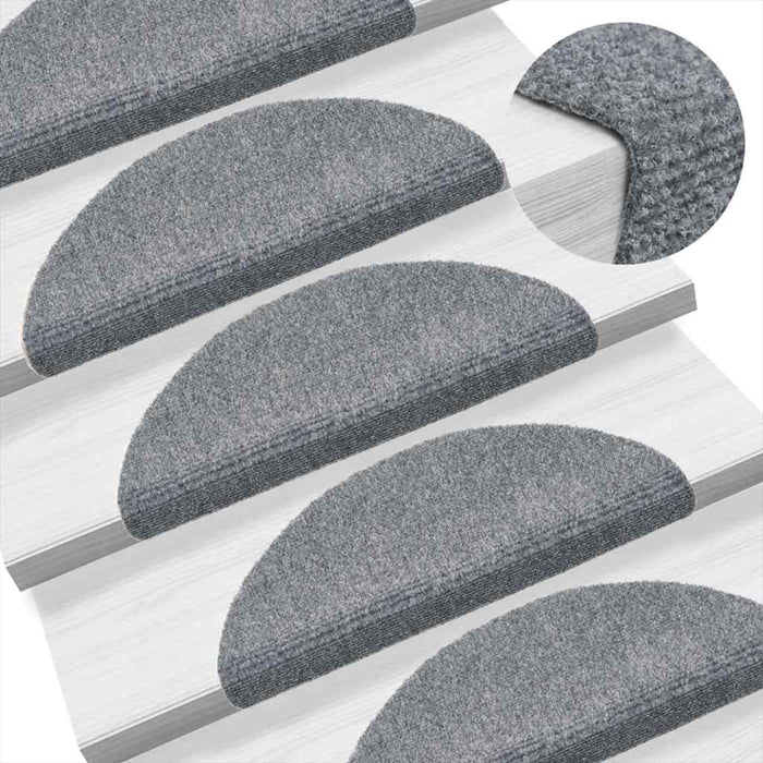 Covorașe pentru scări autoadezive, 10 buc., 56x17x3 cm, gri deschis, semirotunde WALTI