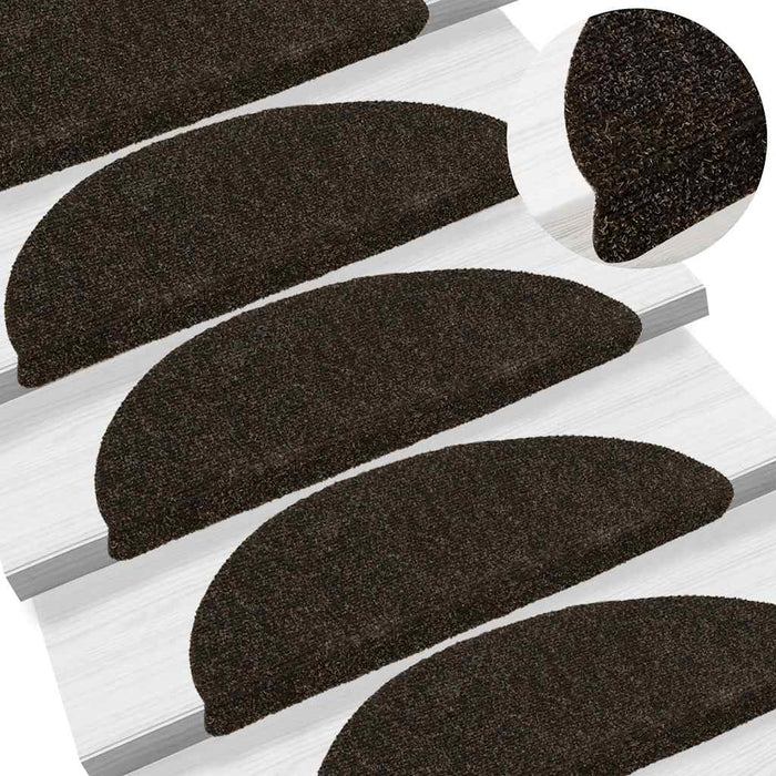 Covorașe autoadezive pentru scări, 10 buc., 56x17x3 cm, maro închis, semirotunde - WALTI WALTI