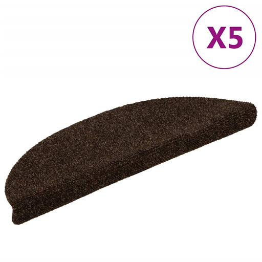 Covorașe pentru scări autoadezive, 5 buc., 56x17x3 cm, maro, semirotunde - WALTI WALTI