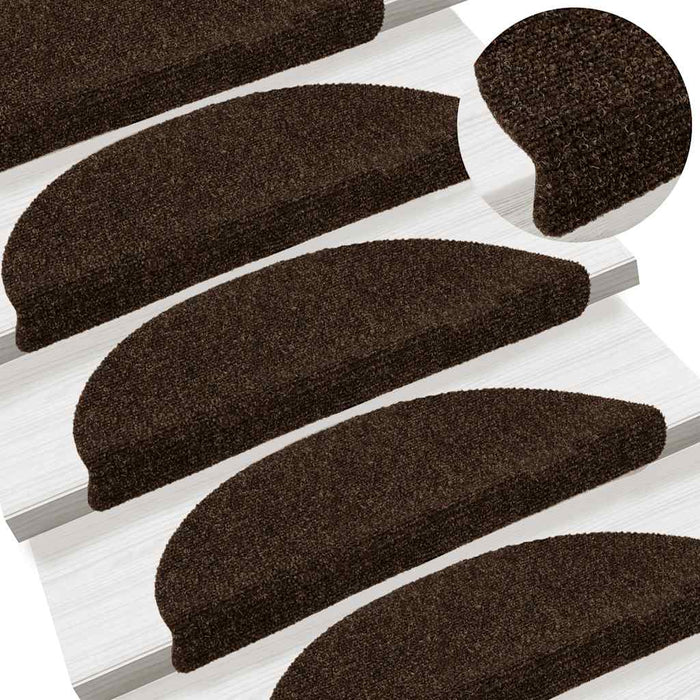 Covorașe pentru scări autoadezive, 10 buc., 56x17x3 cm, maro, semirotunde - WALTI WALTI