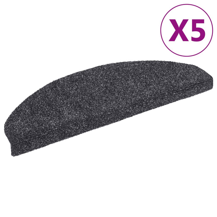 Covorașe pentru scări autoadezive, 5 buc., 65x21x4 cm, gri închis, semirotunde, mari WALTI