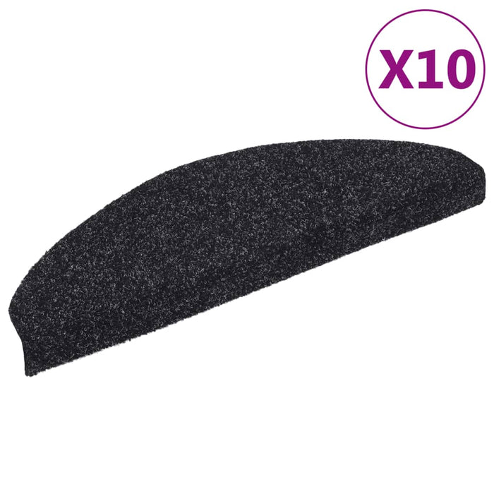 Covorașe autoadezive pentru scări, 10 buc., 65x21x4 cm, negru, semirotunde, mari WALTI