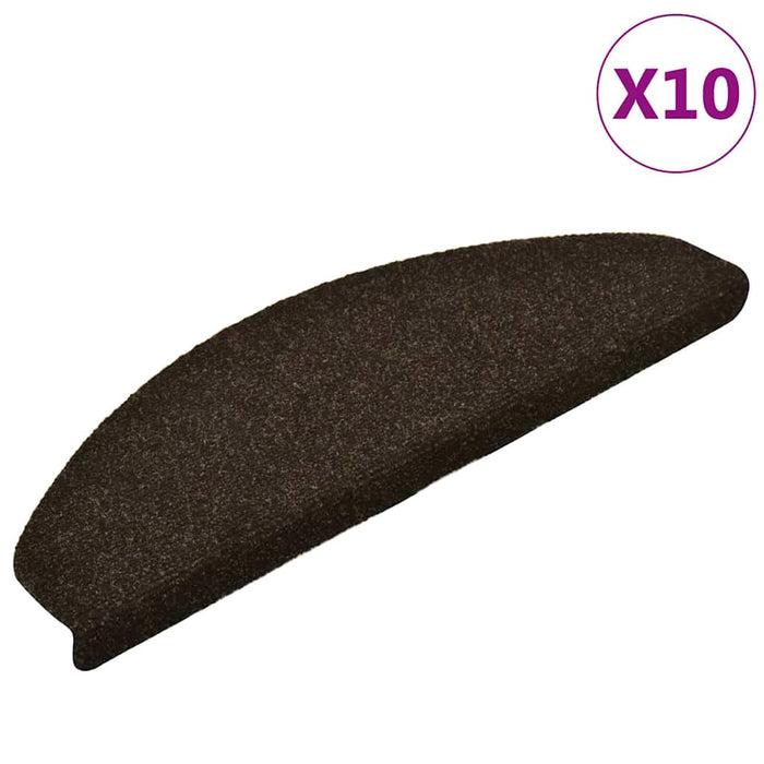 Covorașe pentru scări autoadezive, 10 buc., 65x21x4 cm, maro închis, semirotunde, mari - WALTI WALTI