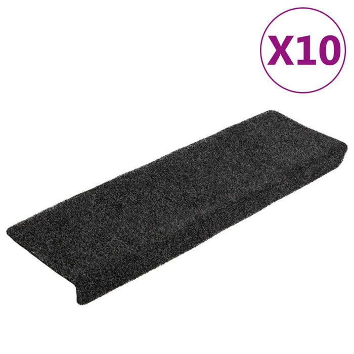 Covorașe scări autoadezive, 10 buc., 65x21x4 cm, gri închis, cu margine dreptunghiulară WALTI