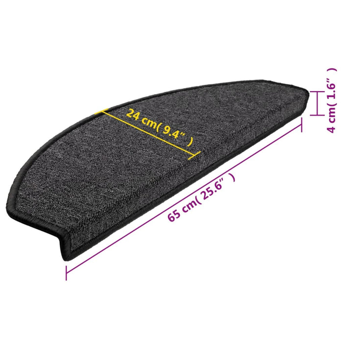 Covorașe pentru scări, 10 buc., 65x24x4 cm, antracit, semirotunde, mari - WALTI WALTI