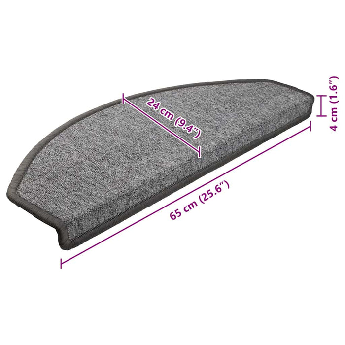 Covorașe pentru scări, 10 buc., 65x24x4 cm, gri închis, semirotunde, mari - WALTI WALTI