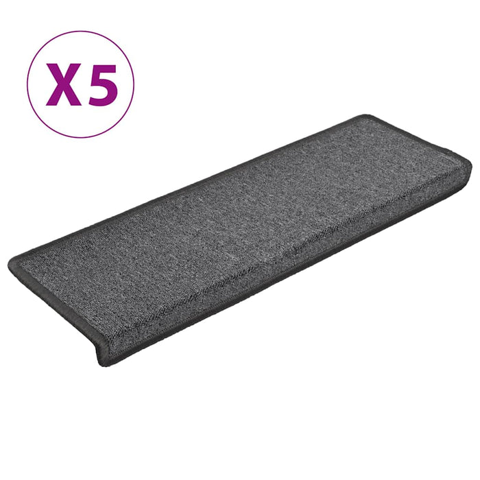 Covorașe pentru scări, 5 buc., 65x21x4 cm, gri închis, cu margini dreptunghiulare WALTI