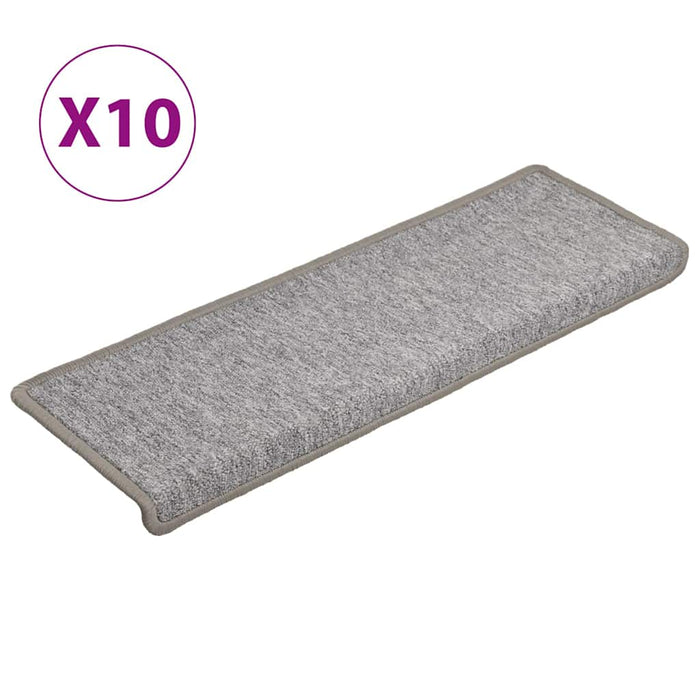 Covorașe pentru scări, 10 buc., 65x21x4 cm, gri deschis, cu margini dreptunghiulare WALTI