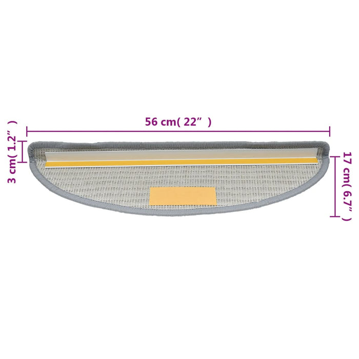 Covorașe pentru scări, 10 buc., 56x17x3 cm, gri, semirotunde - WALTI WALTI