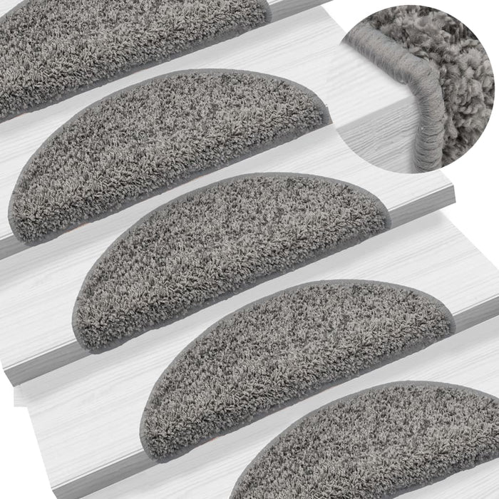 Covorașe pentru scări, 10 buc., 56x17x3 cm, gri, semirotunde - WALTI WALTI