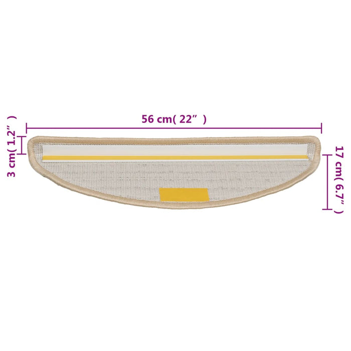 Covorașe pentru scări, 10 buc., 56x17x3 cm, crem, semirotunde - WALTI WALTI