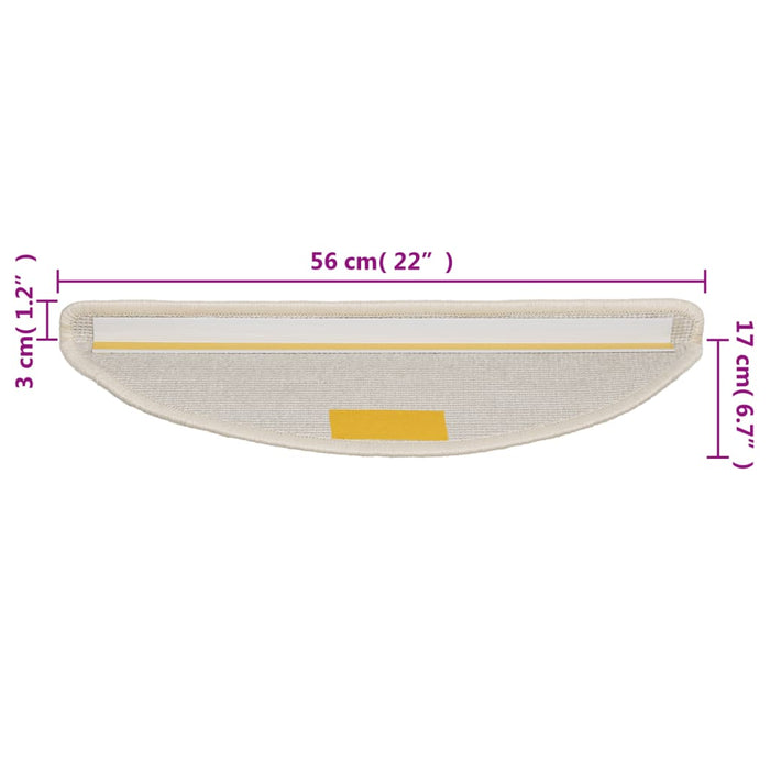 Covorașe pentru scări, 10 buc., 56x17x3 cm, albe, semirotunde - WALTI WALTI
