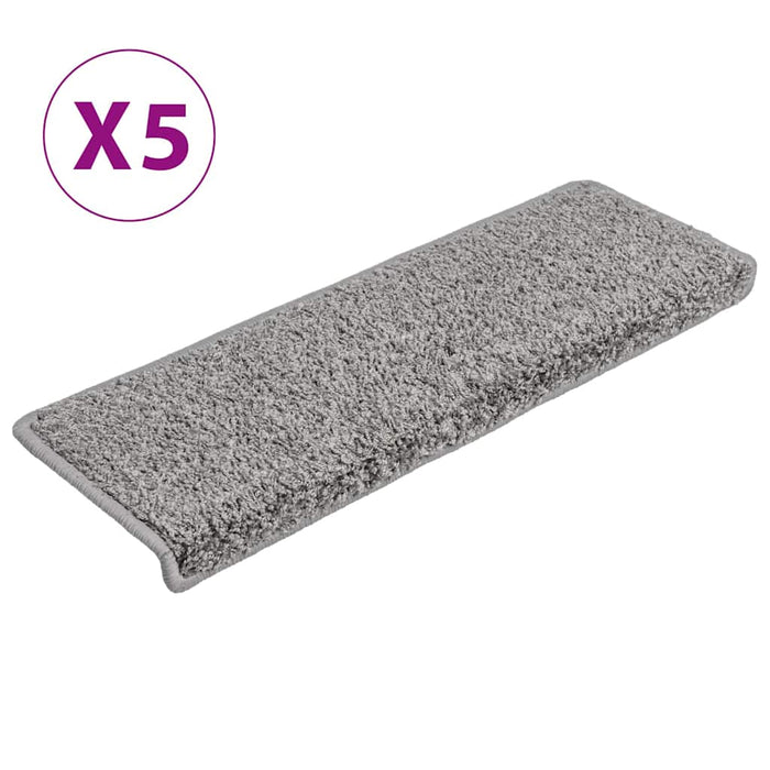 Covorașe pentru scări, 5 buc., 65x21x4 cm, gri, cu margini dreptunghiulare WALTI