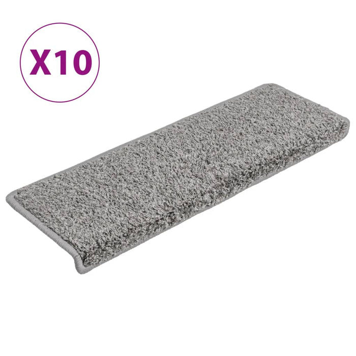 Covorașe pentru scări, 10 buc., 65x21x4 cm, gri, cu margini dreptunghiulare WALTI