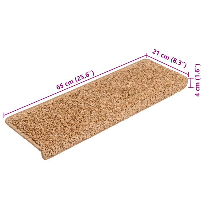 Covorașe pentru scări, 10 buc., 65x21x4 cm, bej, cu margini dreptunghiulare - WALTI WALTI