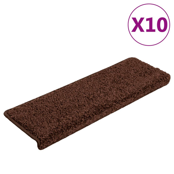 Covorașe pentru scări, 10 buc., 65x21x4 cm, maro, cu margini dreptunghiulare - WALTI WALTI