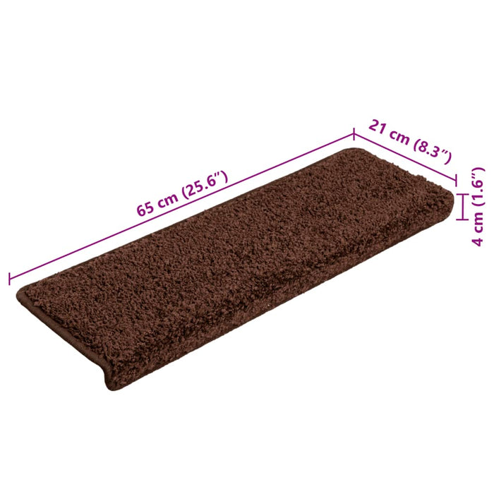 Covorașe pentru scări, 10 buc., 65x21x4 cm, maro, cu margini dreptunghiulare - WALTI WALTI