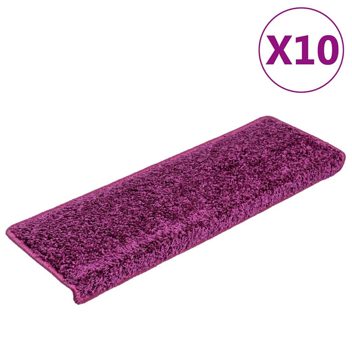 Covorașe pentru scări, 10 buc., 65x21x4 cm, violet, cu margini dreptunghiulare WALTI