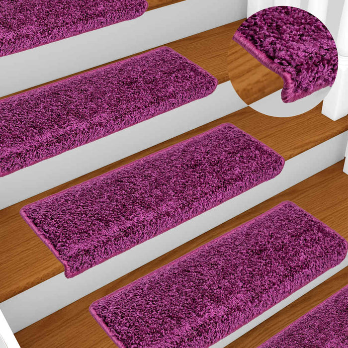 Covorașe pentru scări, 10 buc., 65x21x4 cm, violet, cu margini dreptunghiulare WALTI