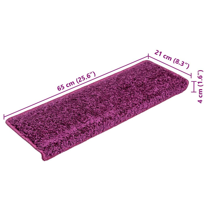Covorașe pentru scări, 10 buc., 65x21x4 cm, violet, cu margini dreptunghiulare WALTI