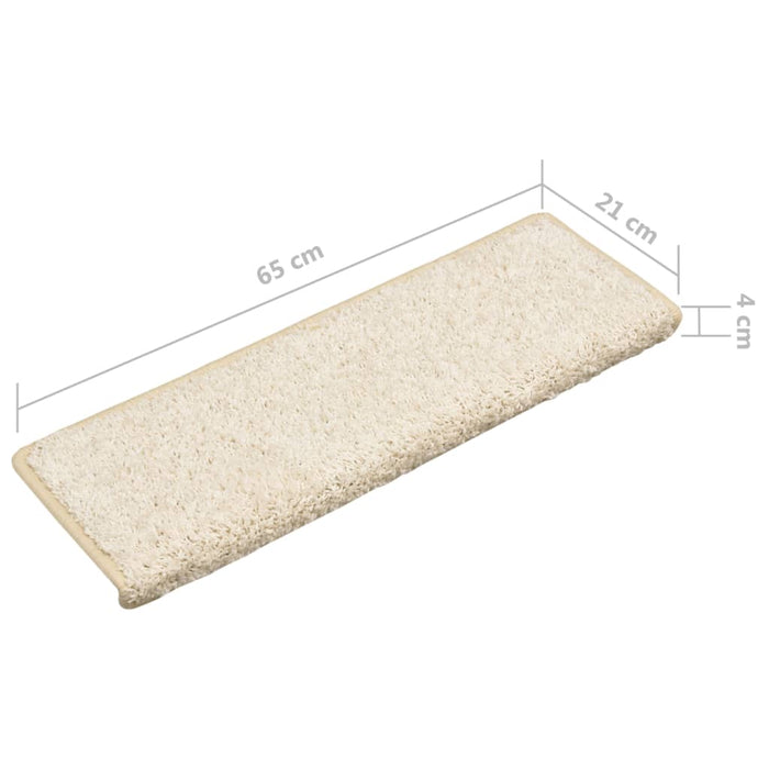 Covorașe pentru scări, 10 buc., 65x21x4 cm, margini dreptunghiulare, albe WALTI