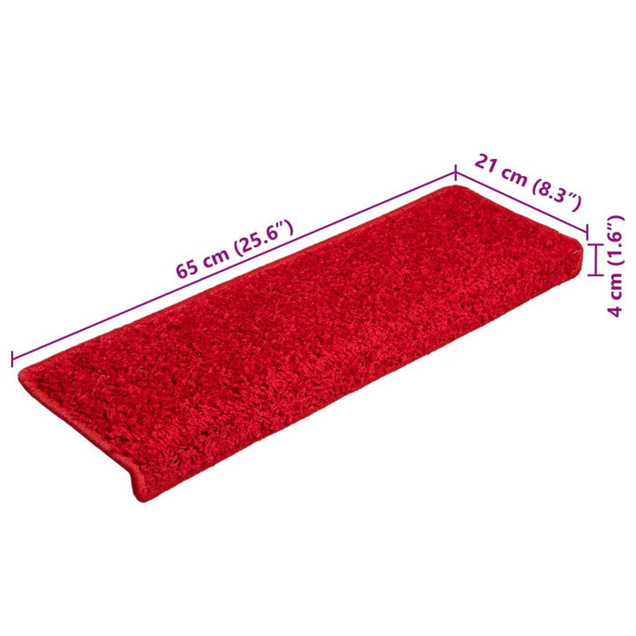 Covorașe pentru scări, 10 buc., 65x21x4 cm, margini dreptunghiulare roșii WALTI