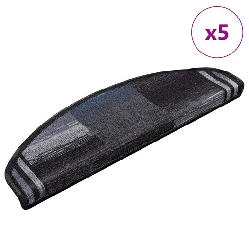 Covorașe scări, 5 buc., negru și gri, 65x21x4 cm, autoadeziv - WALTI WALTI
