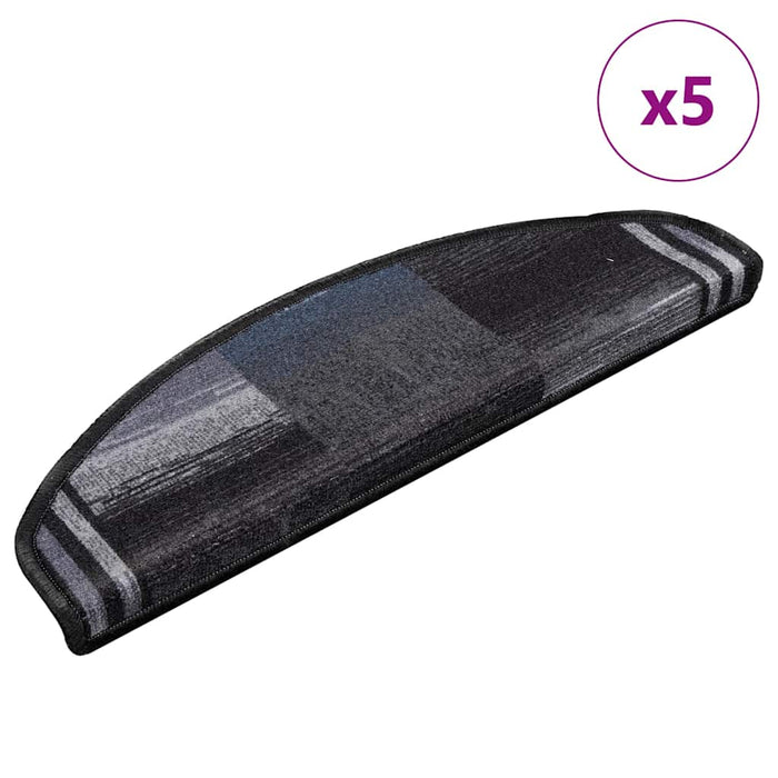 Covorașe scări, 5 buc., negru și gri, 65x21x4 cm, autoadeziv - WALTI WALTI