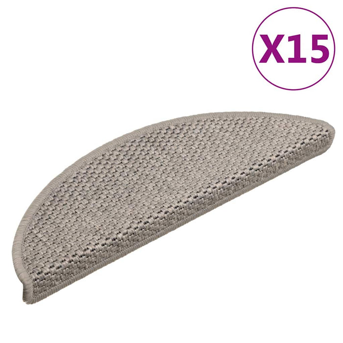 Covorașe scări autoadezive 15 buc argintiu 56x17x3 aspect sisal WALTI