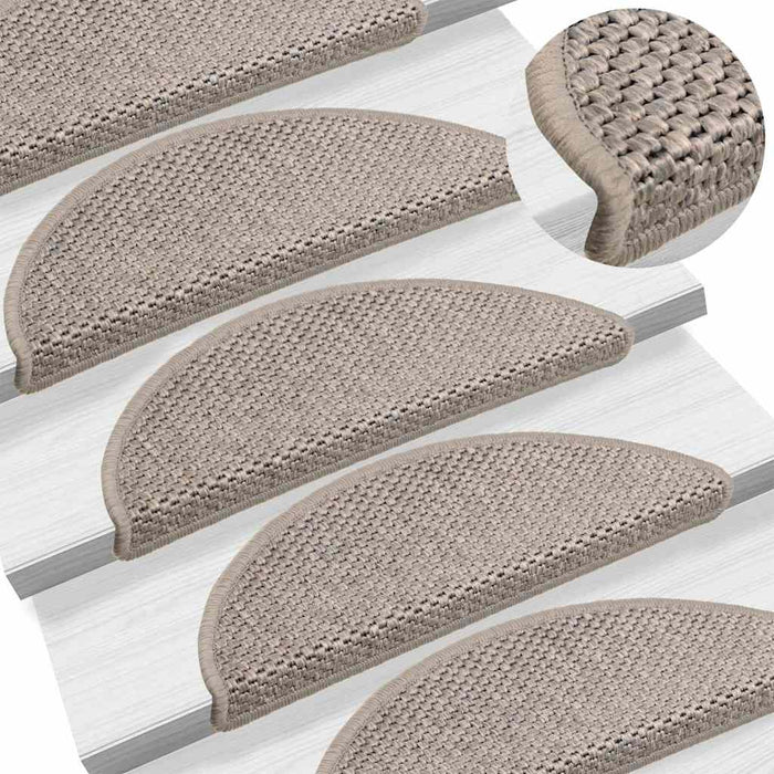 Covorașe scări autoadezive 15 buc argintiu 56x17x3 aspect sisal WALTI