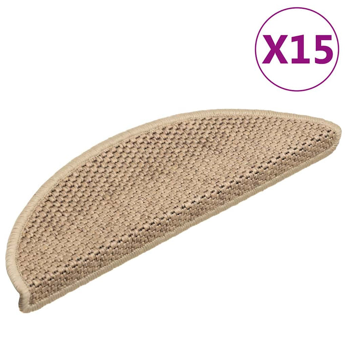 Covorașe scări autoadezive 15 buc. nisipiu 56x17x3 aspect sisal WALTI
