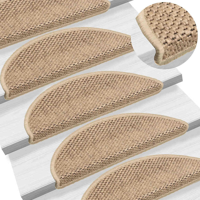 Covorașe scări autoadezive 15 buc. nisipiu 56x17x3 aspect sisal WALTI