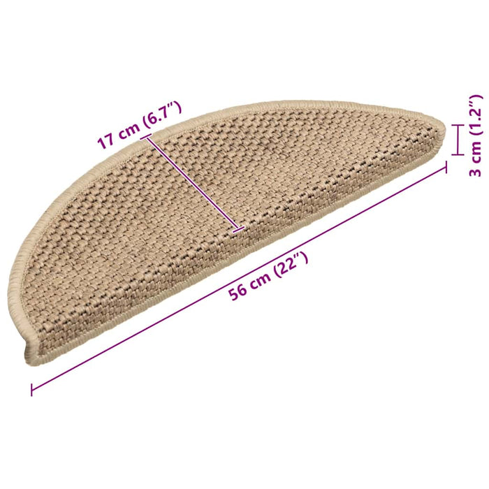Covorașe scări autoadezive 15 buc. nisipiu 56x17x3 aspect sisal WALTI
