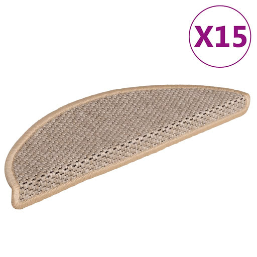 Covorașe scări autoadezive 15 buc. bej deschis 56x17x3cm sisal - WALTI WALTI